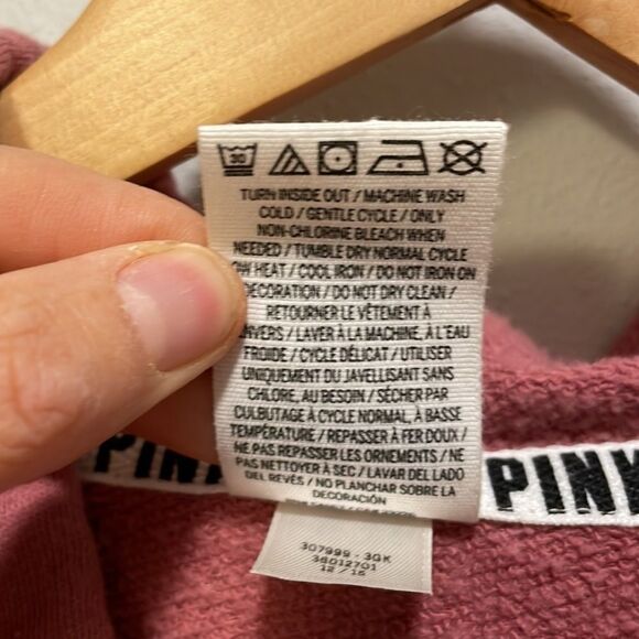 PINK Woman’s Dusty Rose Zip Up Sweatshirt - Picture 6 of 9